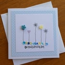 On Your Special Day Card - Flowers, Hearts and Sequins - Blue and Yellow