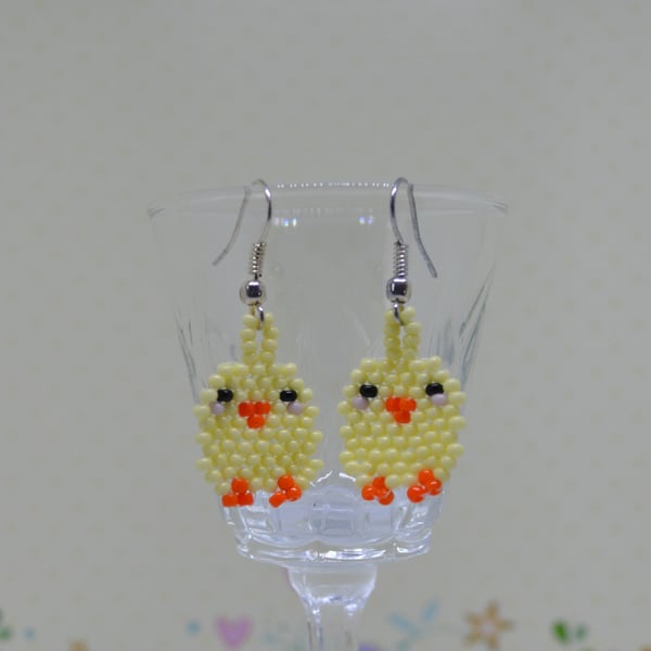 Easter Chick Beadwork Earrings (1)