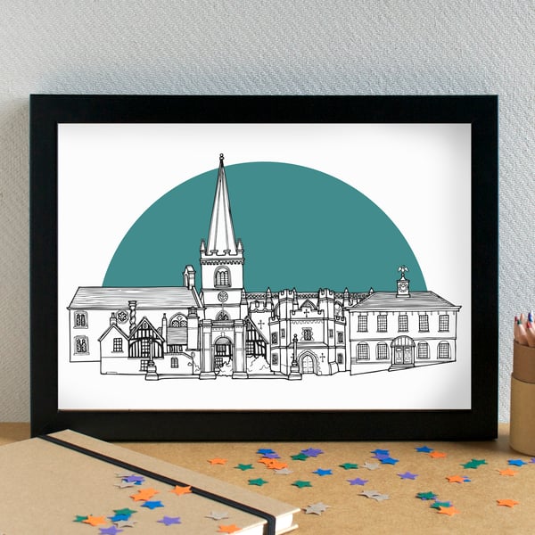 Buckingham Skyline Art Print