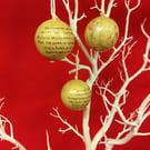 3 gold Silent night baubles