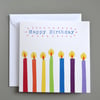 Birthday Candles in rainbow colours birthday card