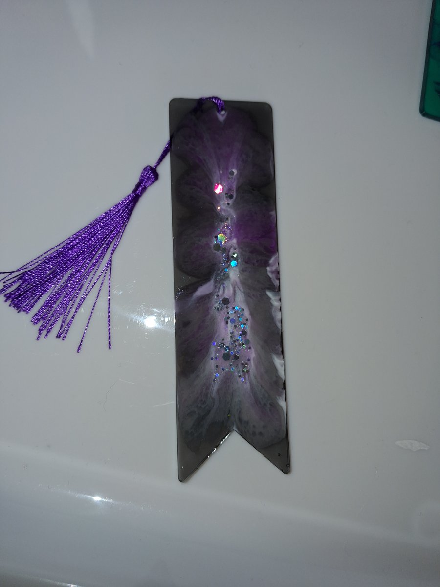 Handmade purple and black epoxy resin bookmark
