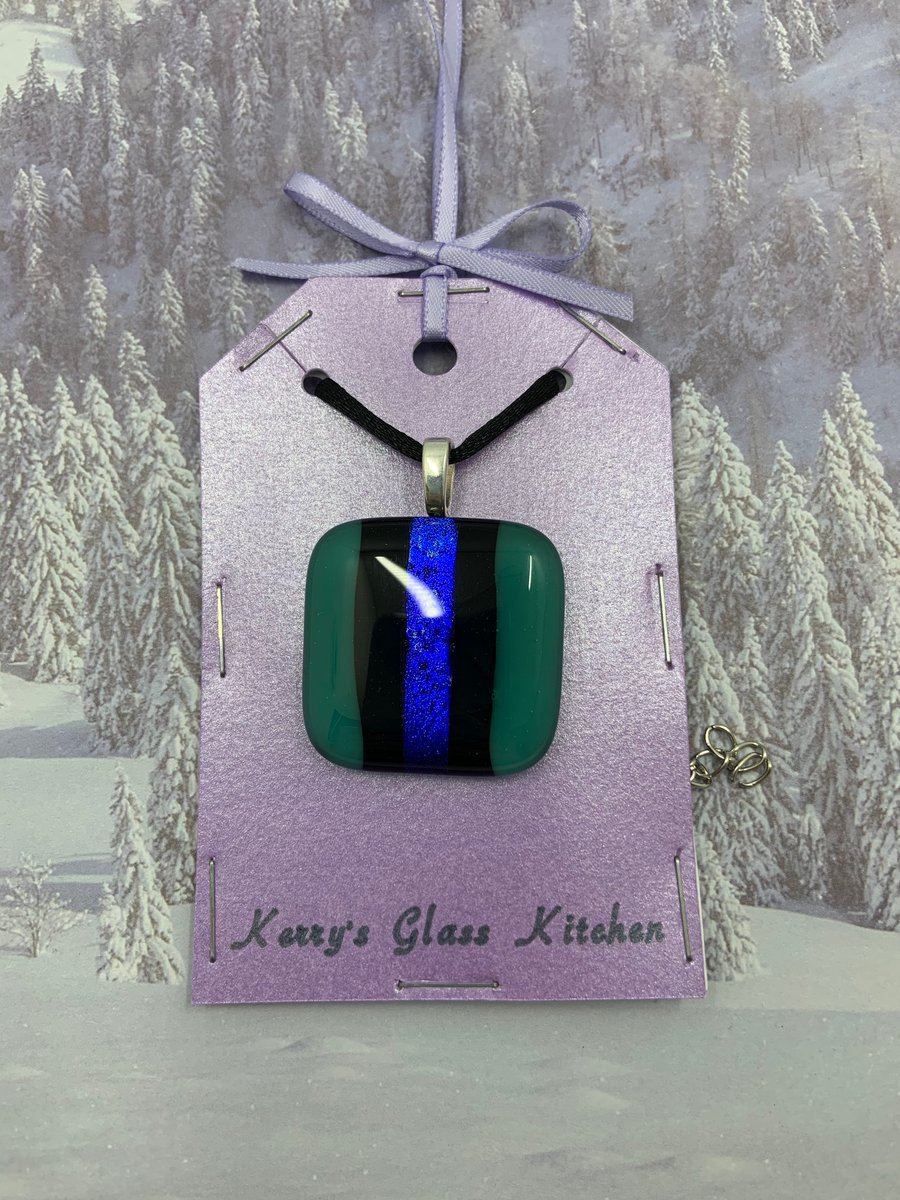 Hand Made  Dichroic Fused Glass pendant.