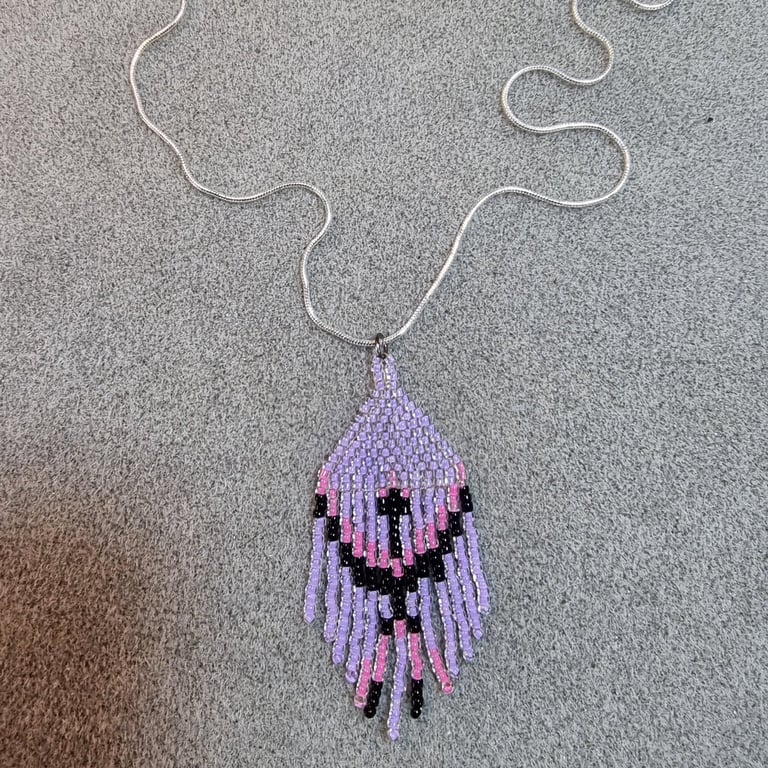 Hand Beaded "Thunder Bird" Boho Hippy Nature Themed Pendant Amulet Necklace
