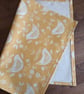 Yellow Ochre Tea Towel. Bird And Floral Scandi Style. Kitchen Towel. - Image 3