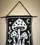 Crochet tapestry wall hanging goth decor mushroom night forest - Image 2