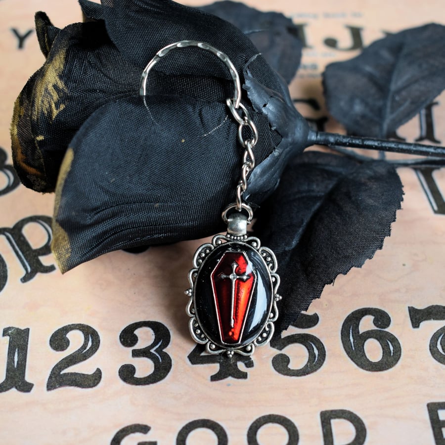Gothic Coffin Pendant Keyring