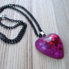 Pink and Red Hearts Gothic Sparkle Resin Pendant