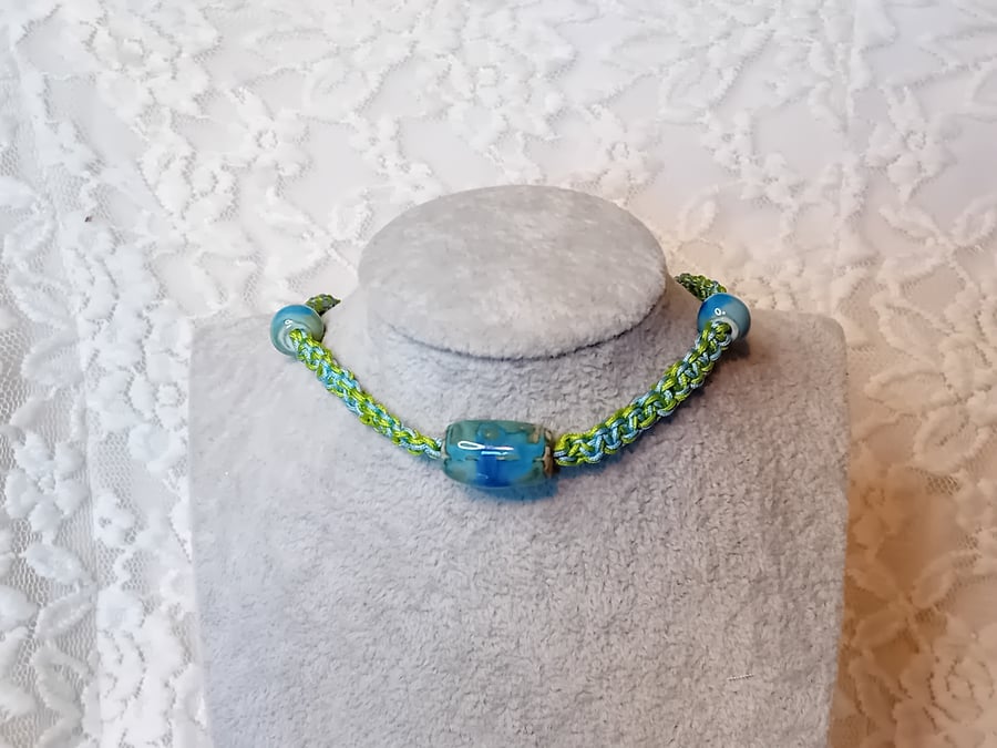 Macramé and Ceramic Necklace & Bracelet Set