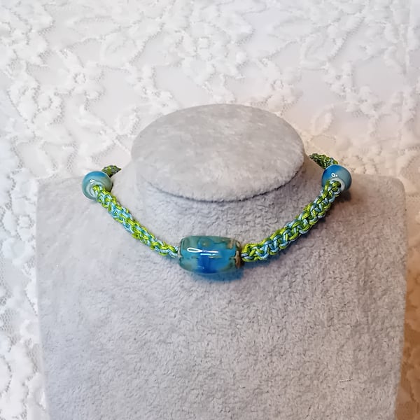 Macramé and Ceramic Necklace & Bracelet Set