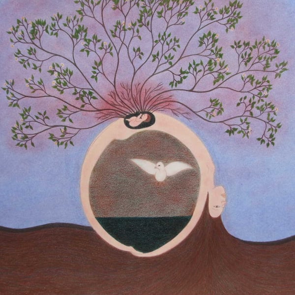 Mother Baby Card, Pregnancy Announcement, Spiritual Birth Cards, Symbolic Art