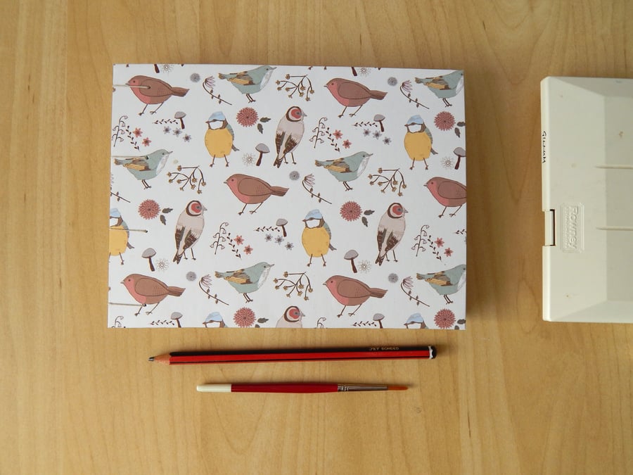 A5 Watercolour Sketchbook with Garden Birds: Gifts for Artists, Mothers Day