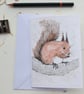 Hand Painted Red Squirrel Greetings Card with Envelope - Blank inside - Image 8