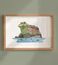 Frog pond, awesome animals, giclée A5 art print - Image 4