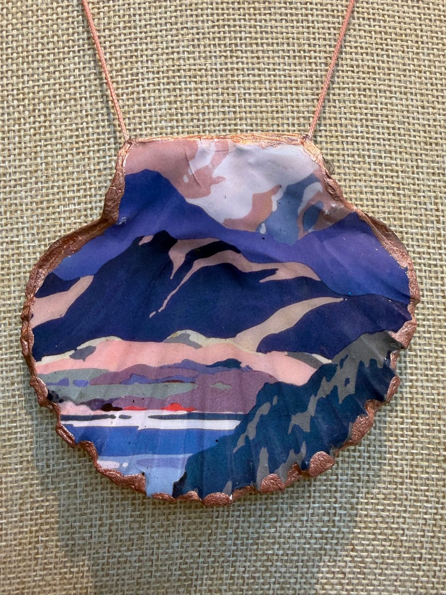 Vintage railway poster the lakes shell necklace 