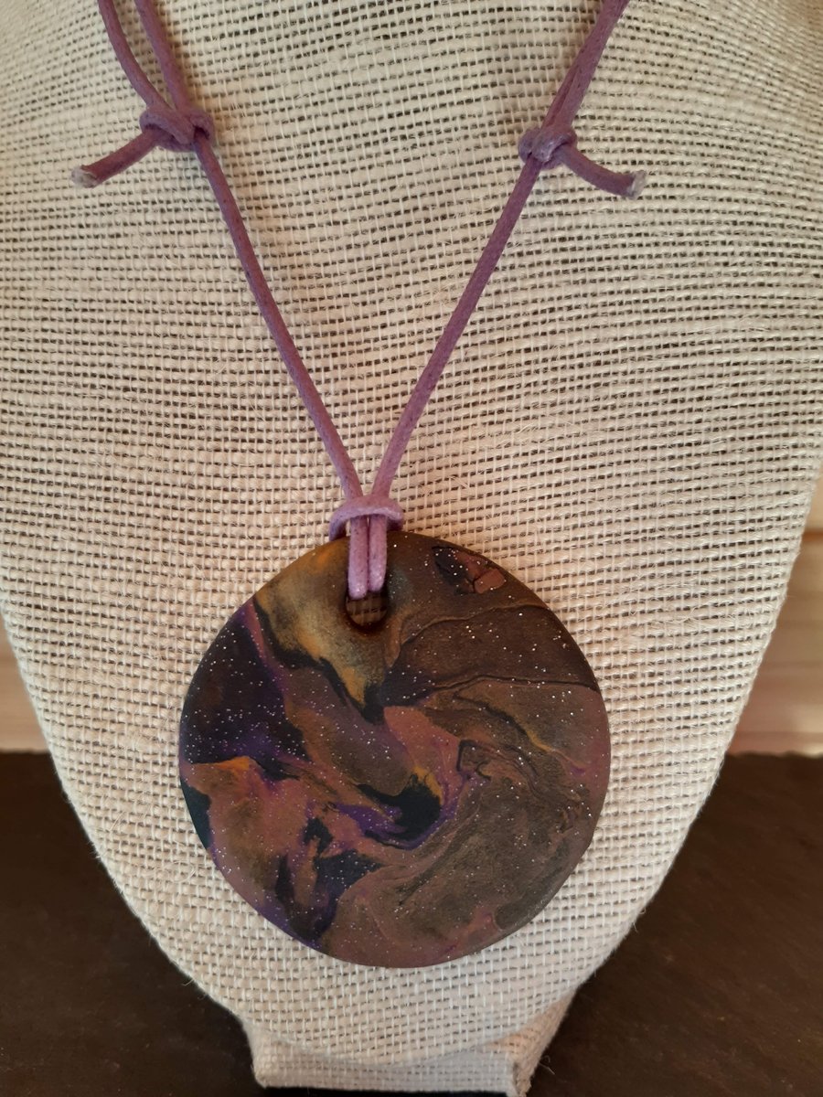 Sparkly polymer clay pendant