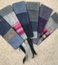 Tweed Bookmark, with cotton backing and ribbon , handcrafted. Save the Page .
