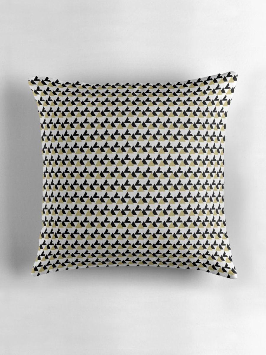 Gold and White Triangle's Cushion Cover 16 inch