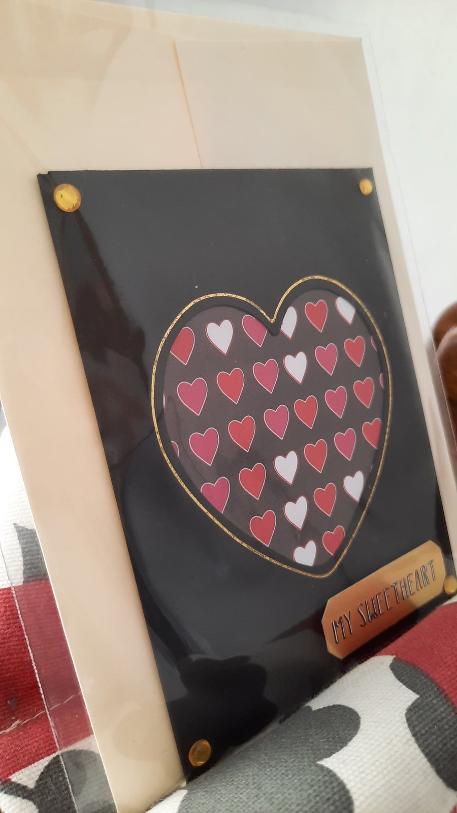 Black & Gold Love Heart Card - My Sweetheart