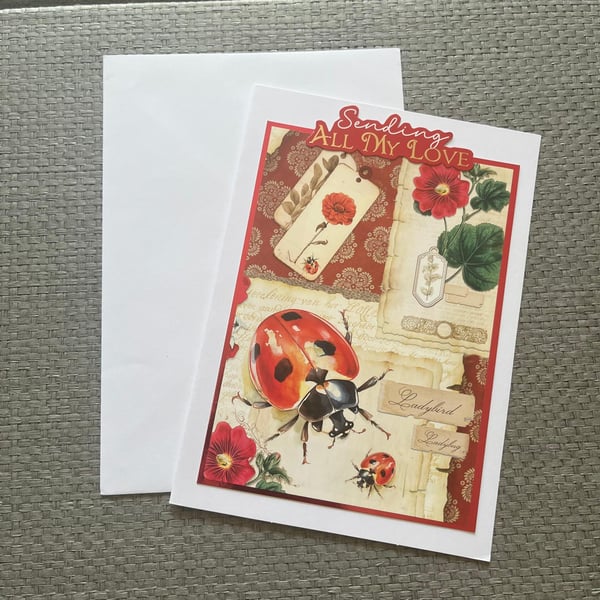 Sending all my love ladybird card 