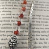 Hedgehog bookmark with orange agate beads