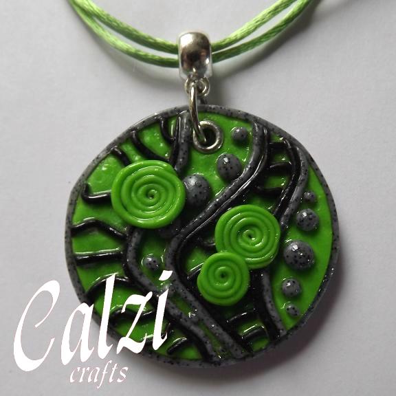 Abstract Design Polymer Clay Pendant