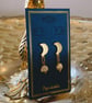  Crescent Moon & Pearl Stud Earrings. - Image 4