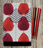 Handmade A5 Journal, 1950s Red and Orange Leaf Design Vintage Barkcloth Fabric - Image 6