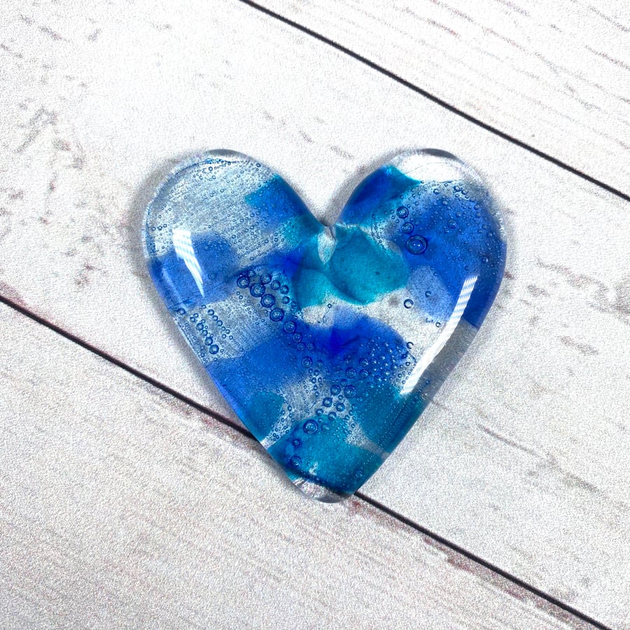 Fused glass cast heart