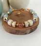 Aquamarine beaded bracelet, white beryl, strawberry quartz & Tanzanite - Image 2