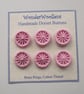 Dorset Buttons, Handmade, Pink Cotton Thread on Brass Rings