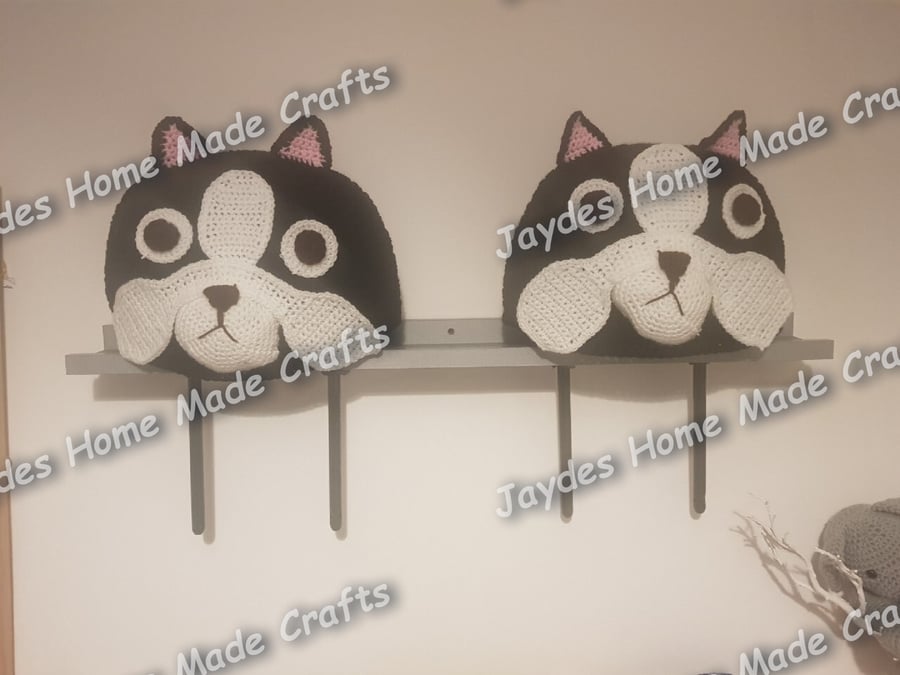 Crochet Bulldog Headrest Covers