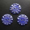 set of three large royal blue ceramic buttons 