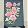 original art hand painted roses floral greetings card ( ref F 732)