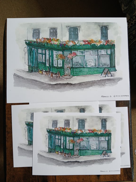 Petit Cafe du coin Liverpool Watercolour print (A5)