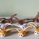Wee Owls in flight, Set of three Owls