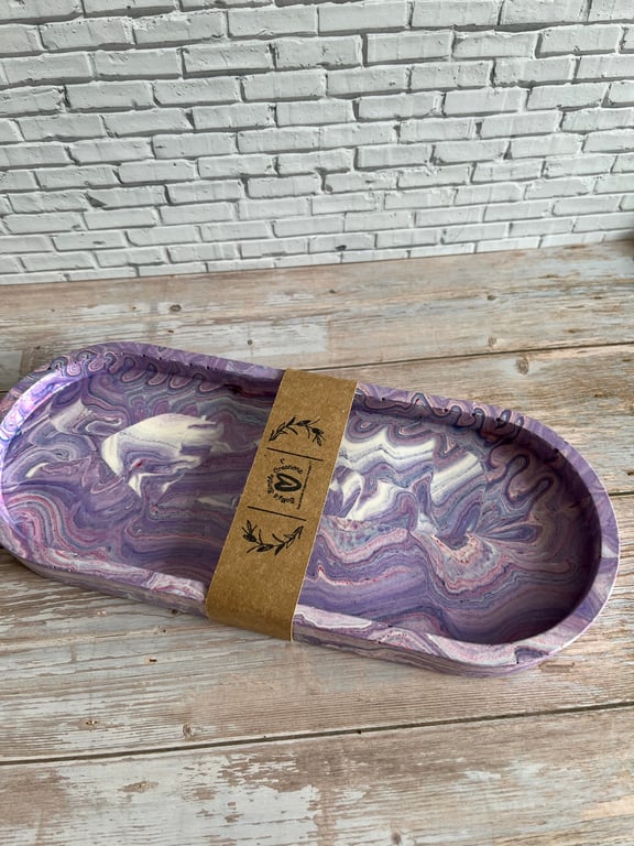 Purple Marble effect Trinket Tray