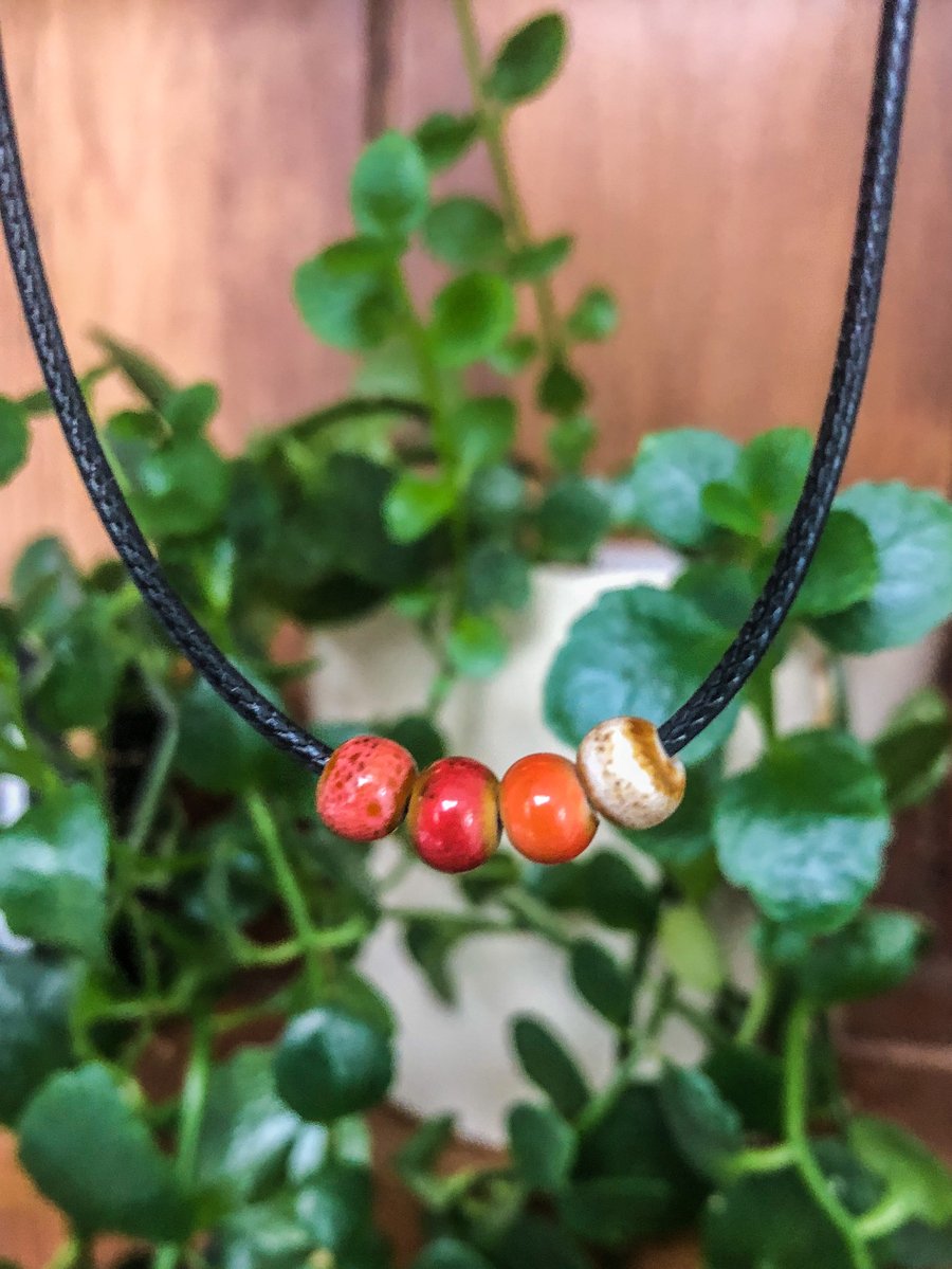 Ceramic Beaded Necklaces - Red, Pink, Orange & White