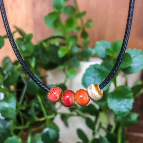 Ceramic Beaded Necklaces - Red, Pink, Orange & White