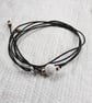 Wrap Bracelet with Sterling Silver Stardust and Gold Filled Beads on Waxed Cord - Image 2