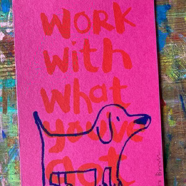 Dog and words Mini Screen print by Jo Brown