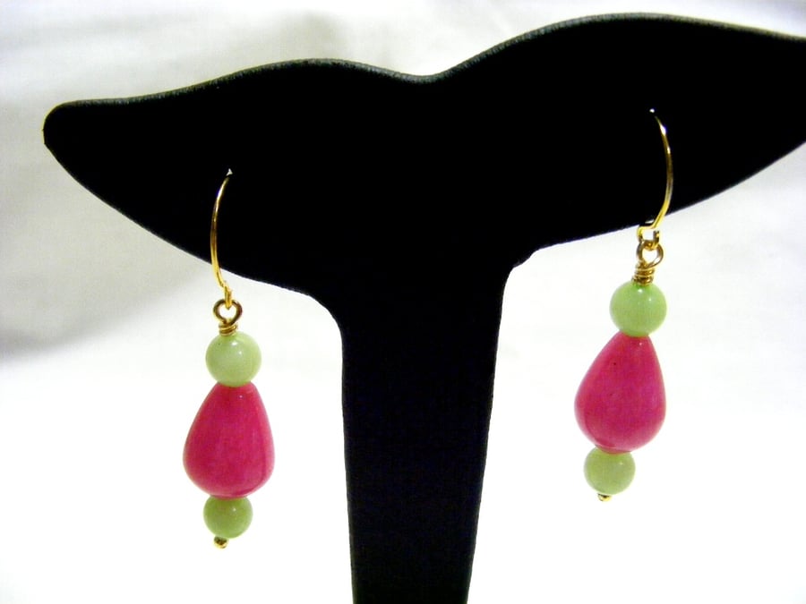 Pink and Green Quartzite Earrings