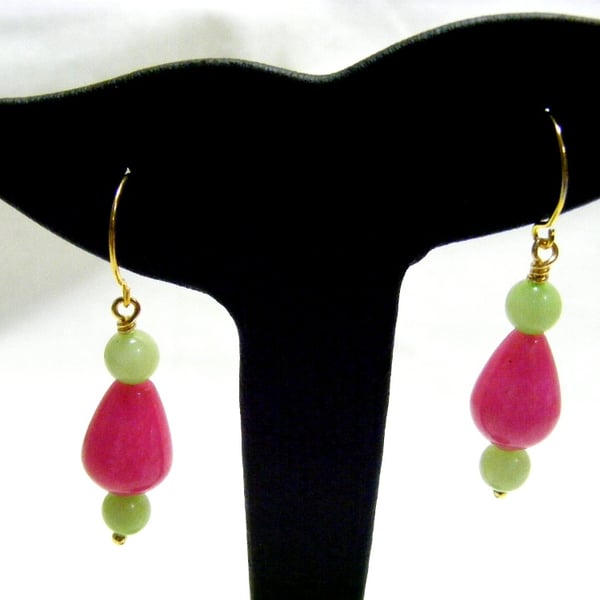 Pink and Green Quartzite Earrings