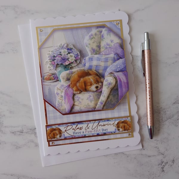 Relax and Unwind Have a Paw-fect Day 3D Luxury Handmade Card