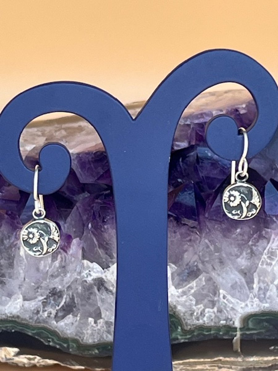 Mini Silver botanical earrings