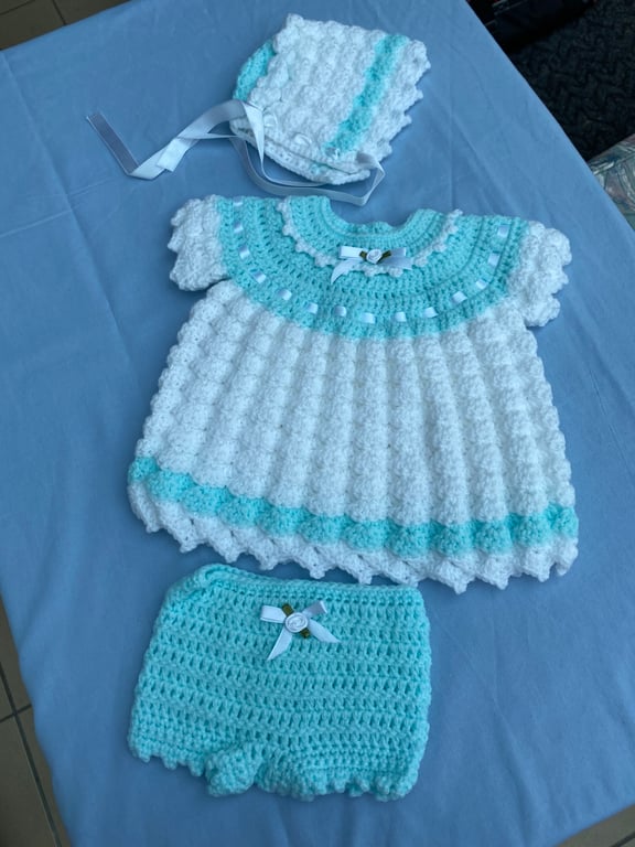 18” Doll’s Outfit, Baby Annabelle, Chou Chou, Crocheted Angel top, Pants, Bonnet