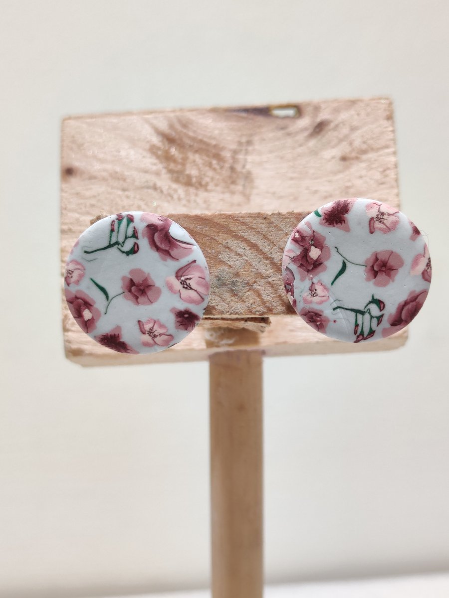 Spring floral large stud l polymer clay earrings oopsy 