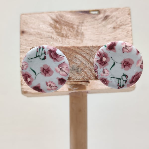 Spring floral large stud l polymer clay earrings oopsy 