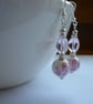 PINK, WHITE AND SILVER - PORCELAIN BEAD EARRINGS. - Image 1
