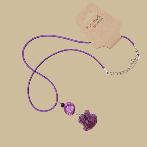 Purple Frog Pendant Necklace